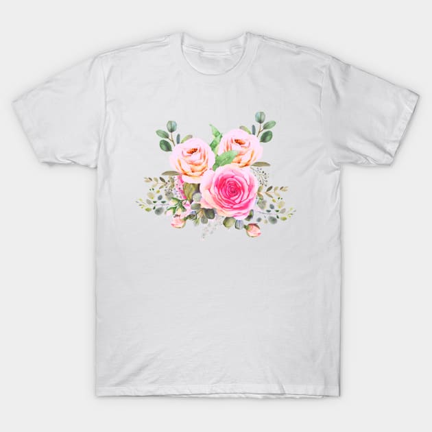 Pink Roses In Bloom T-Shirt by After Daylight Project